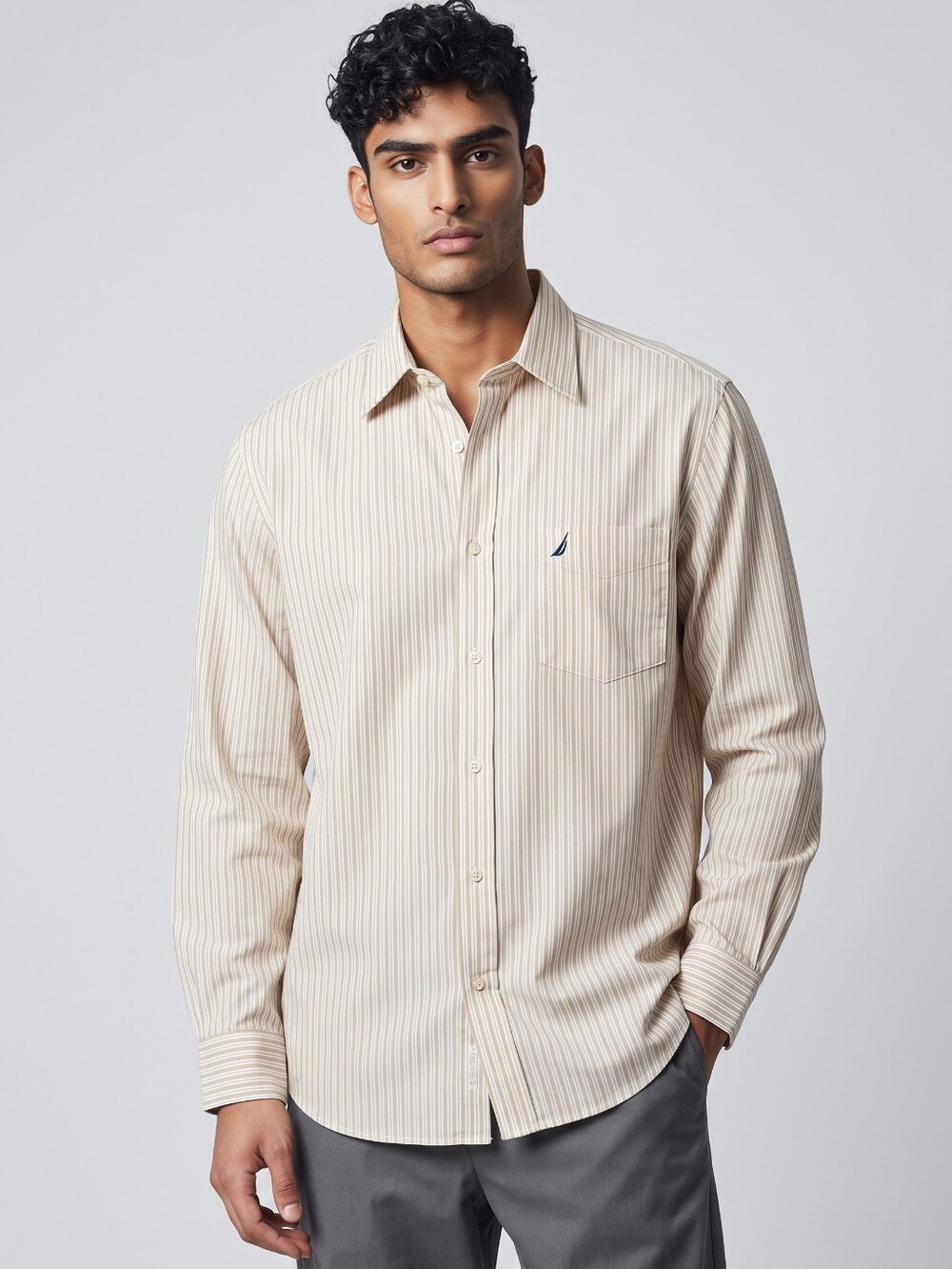 Nautica-  Mens Sanded Popplin Shirt